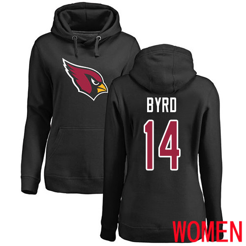 Arizona Cardinals Black Women Damiere Byrd Name And Number Logo NFL Football #14 Pullover Hoodie Sweatshirts->nfl t-shirts->Sports Accessory